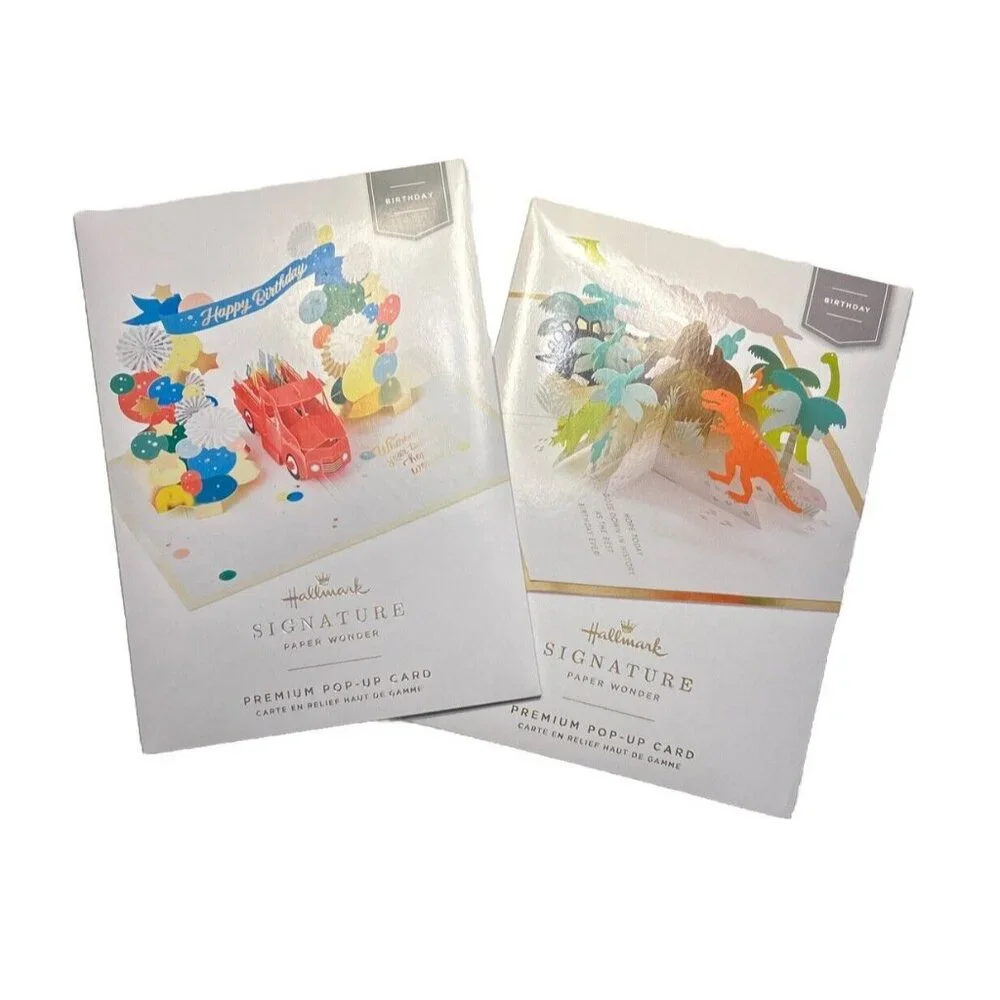 NEW Hallmark Signature Paper Wonder Lot of 2 Pop-Up 3D Fun Happy Birthday Cards